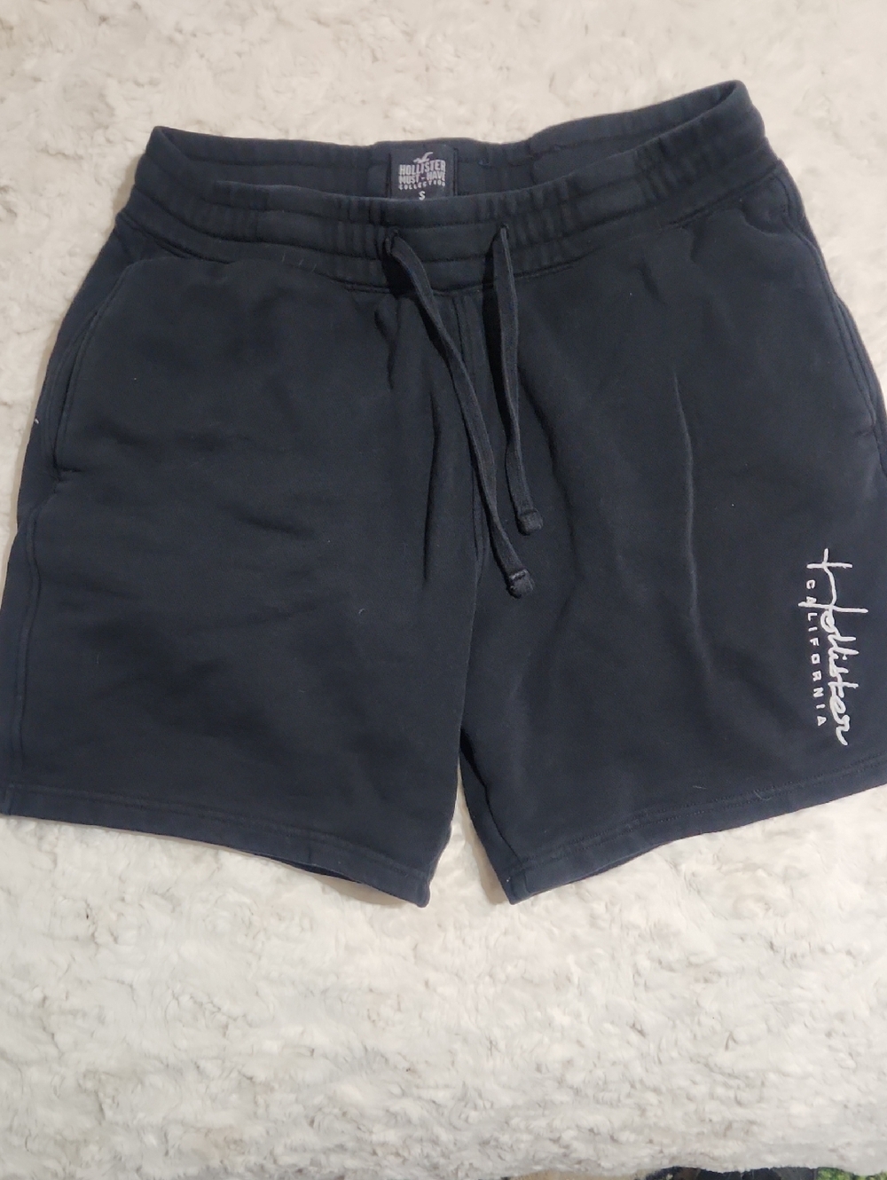 Hollister Men’s Black Drawstring Athletic Shorts with Side Logo